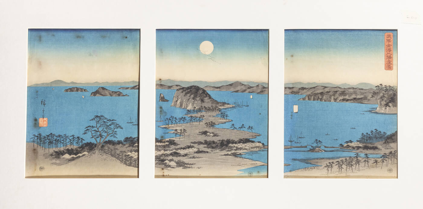 UTAGAWA HIROSHIGE - 'Veduta notturna degli otto luoghi celebri di Kanazawa', 1854