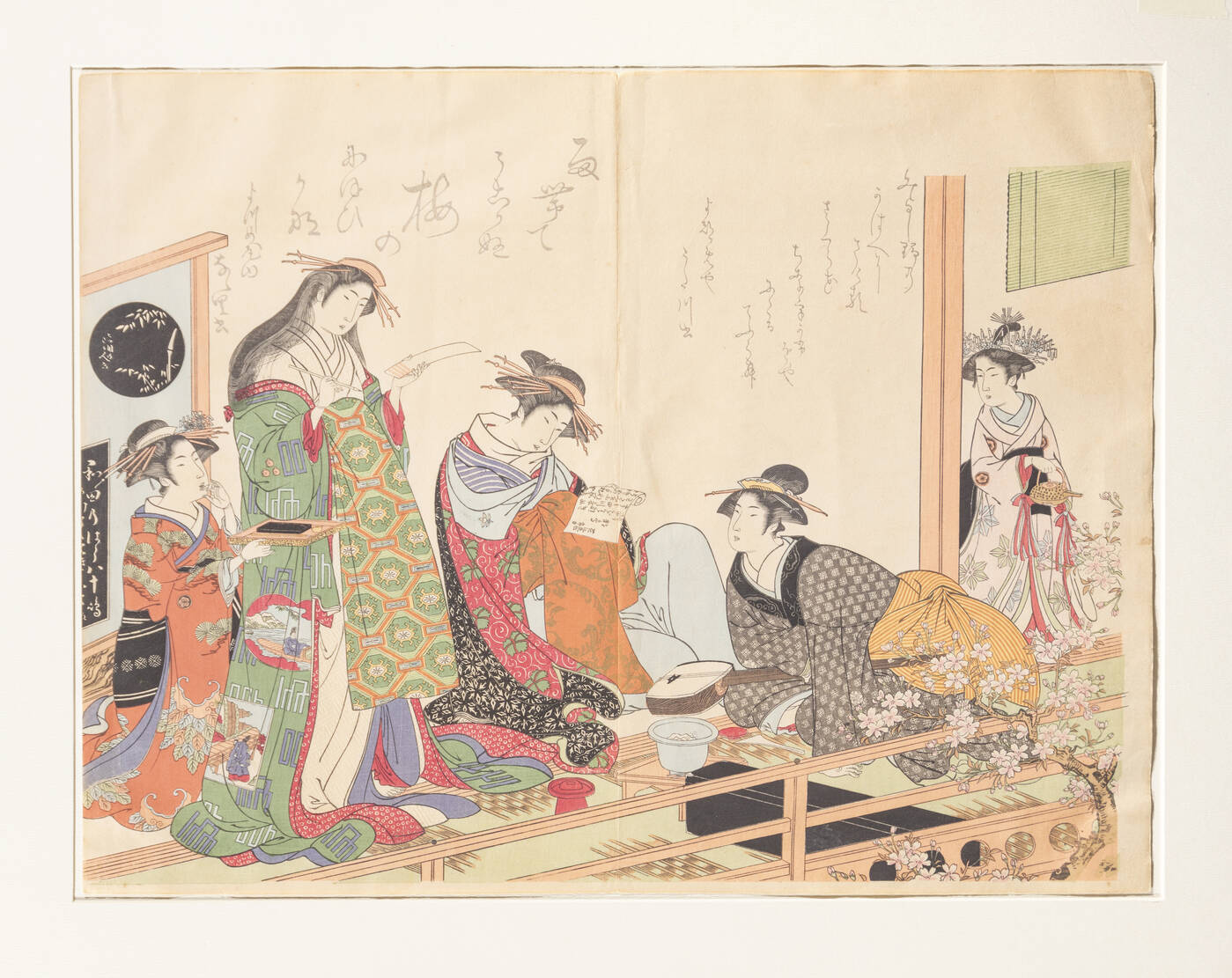 MASANOBU KITAO - 'Specchio con esempi di calligrafia delle bellissime cortigiane di Yoshiwara', 1784 circa