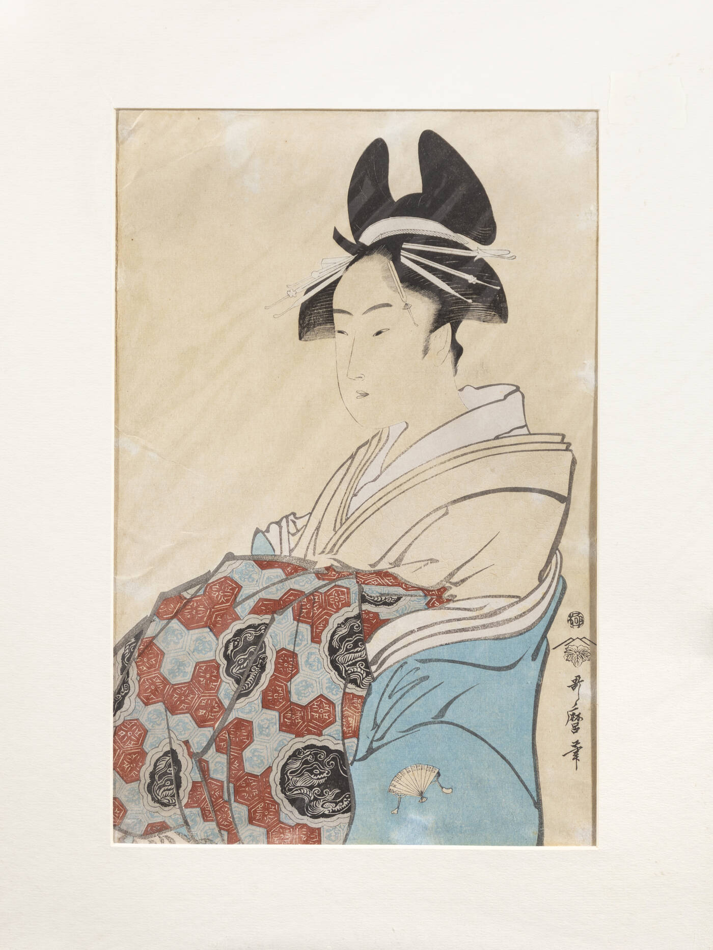 KITAGAWA UTAMARO - Stampa con figura femminile