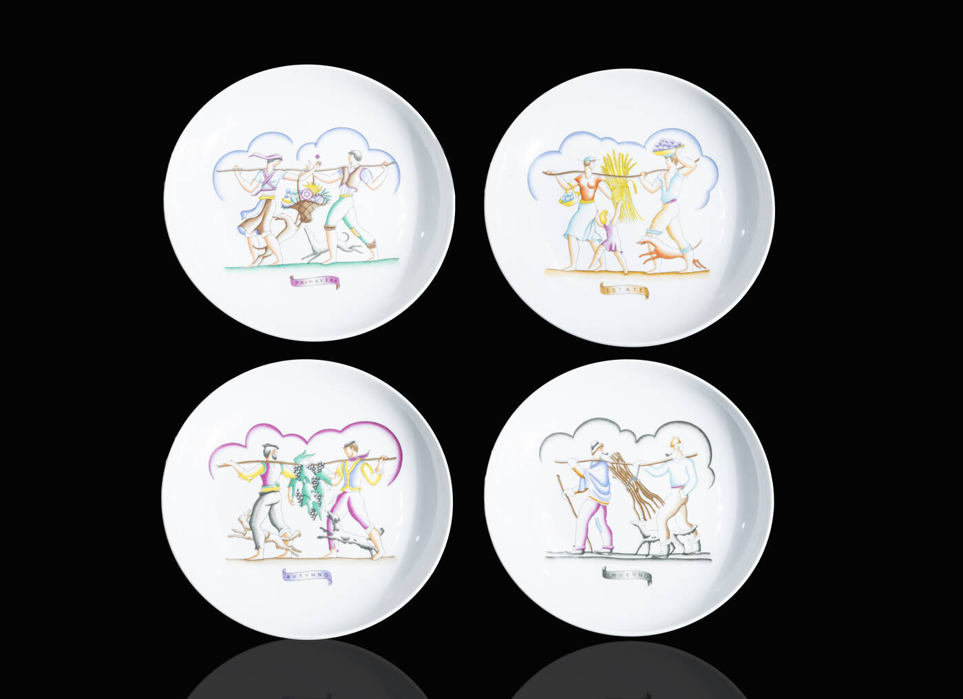 GIO PONTI - Set di quattro piatti mod. 'Le quattro stagioni'