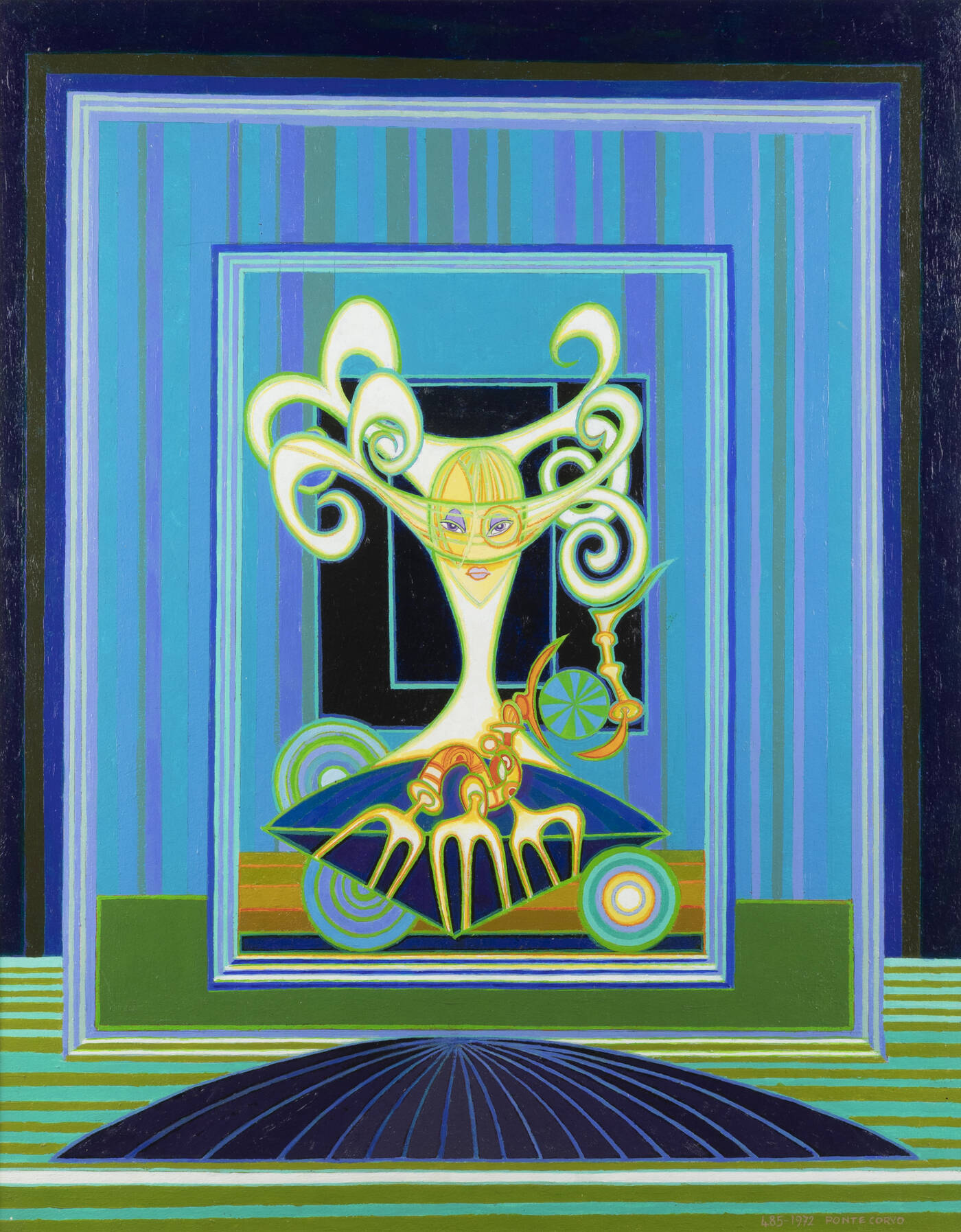 PONTE CORVO (Raffaele Pontecorvo) - 'Simbolo femminile in prospettiva azzurra' maggio 1972