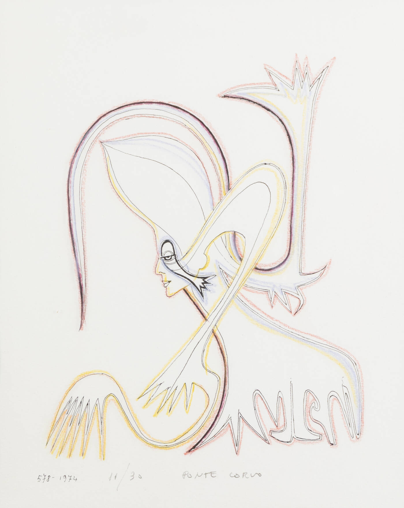 PONTE CORVO (Raffaele Pontecorvo) - 'Senza titolo' 1974