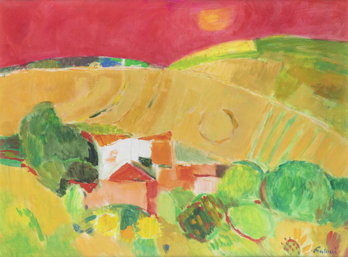 ENRICO PAULUCCI - 'Paesaggio con cielo rosso' 