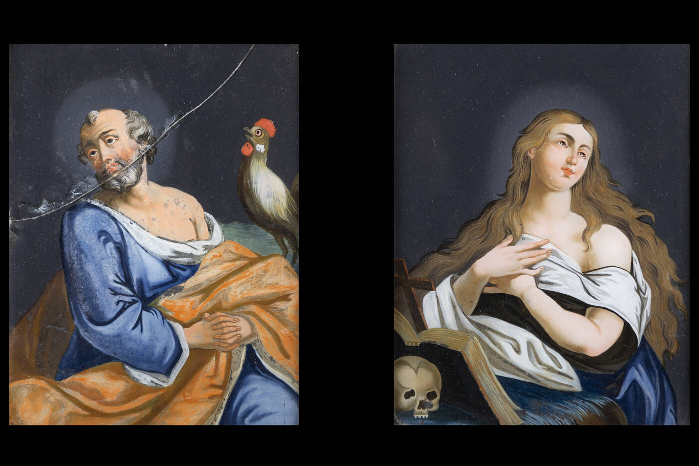 PITTORE ANONIMO - 'San Pietro' XVII secolo<br>'Maria Maddalena' XVII secolo