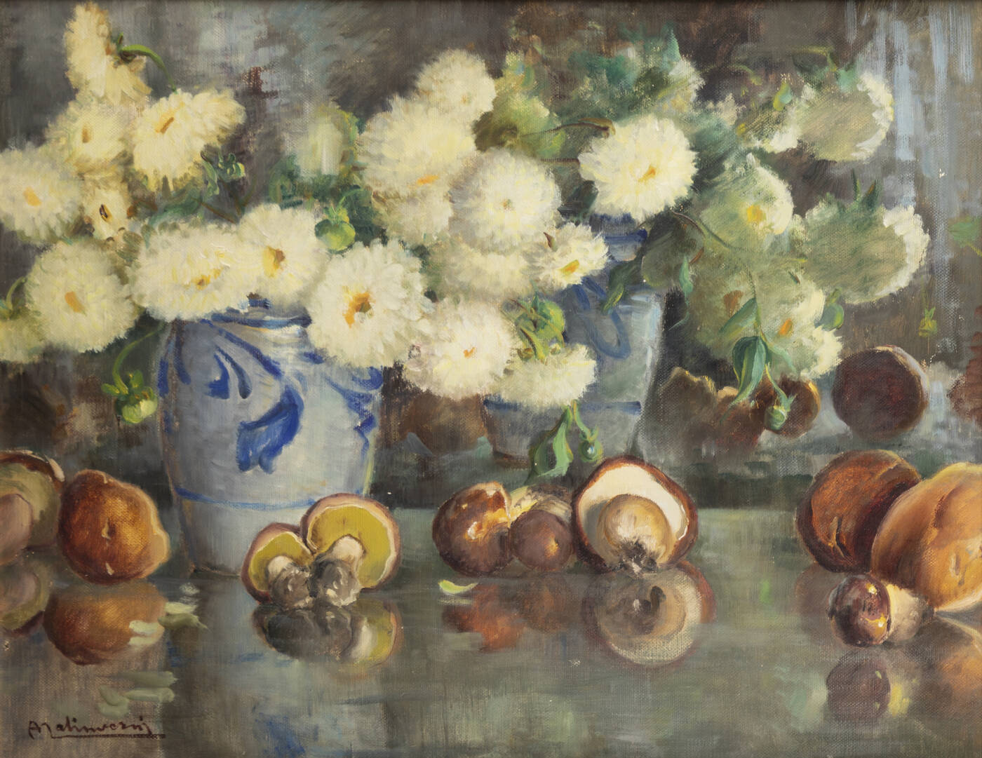 ANGELO MALINVERNI - 'Palle di neve e funghi', 1940