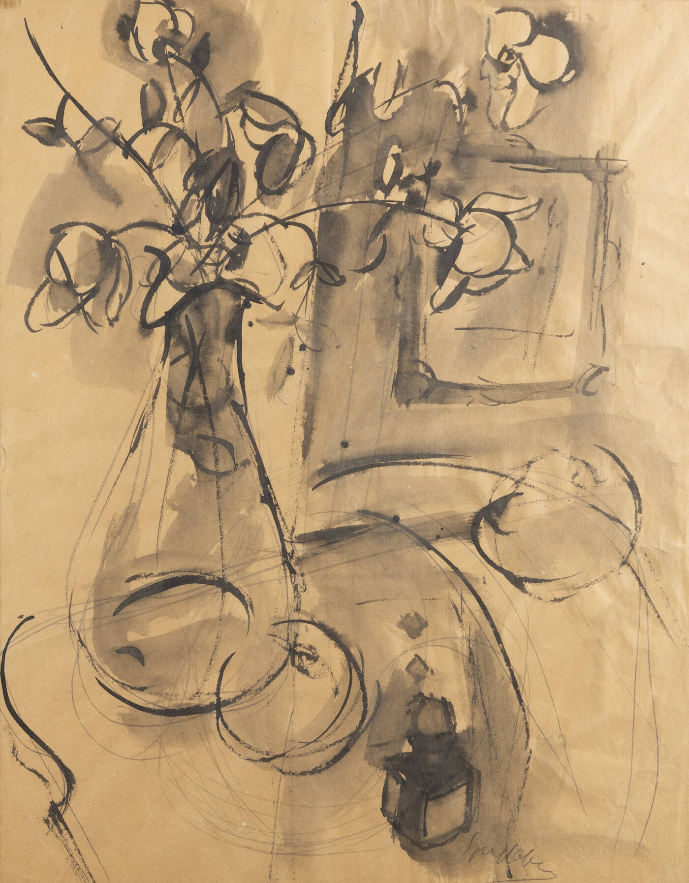 LUIGI SPAZZAPAN - 'Natura morta (con vaso di fiori e boccetta di inchiostro)', 1931 circa
