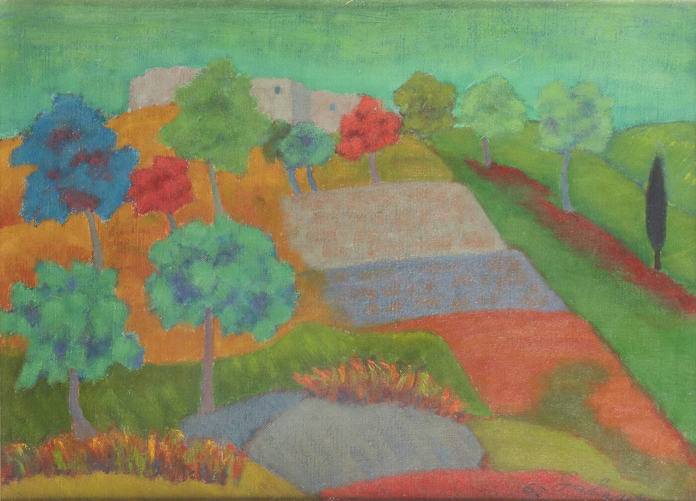 NICOLA GALANTE - 'Ulivi e vecchie mura' 1967